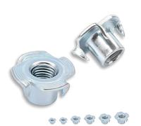 Lot de 80 écrous à enfoncer M8 x 11 mm en acier au carbone galvanisé, 4 pointes à frapper pour bois et meubles