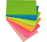 Lot De 80 Feuilles De Notes Adhésives Lignées De 7,6x12,7 Cm,6 Couleurs Brillantes,Assorties D'orientation Paysage