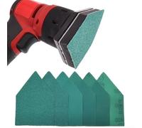 Lot de 80 feuilles de papier abrasif en oxyde d'aluminium 65 x 92 mm Grain 60-240 Assortiment de papier abrasif triangulaire pour ponceuse de détail, bois, métal, plastique, verre, cuir, bricolage