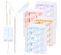 Lot de 80 Recharges Attrape-Poussière Compatibles avec Swiffer, Kit Plumeau avec Manche Télescopique et Poignée, Plumeaux Extra Résistants Contre Poils d’Animaux et Poussière - Multicolore