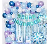 Lot de 81 ballons sur le thème de La Reine des neiges, ballons d'anniversaire bleus, guirlande de ballons, décoration de fête d'anniversaire