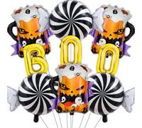 Lot de 9 ballons d'Halloween mignons avec lettres dorées en forme de citrouille, bonbons pour décorations de fête d'Halloween, décorations de fête de mariage