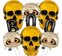 Lot de 9 ballons d'Halloween mignons avec lettres noires et tête de mort pour décorations de fête d'Halloween, fête de mariage