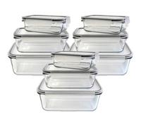 Lot de 9 Boîtes de Conservation Gigognes Hermétiques en Verre avec Couvercles à Clips - Plats Ultra Résistants à la Chaleur 210°C