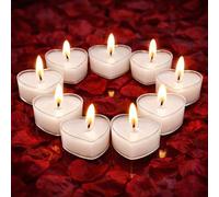 Lot de 9 Bougies en Forme de Cœur,Bougie Coeur Bougies Romantiques pour Mariages, Saint-Valentin, Noël, Décoration & Fêtes (Blanc)