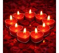 Lot de 9 Bougies en Forme de Cœur,Bougie Coeur Bougies Romantiques pour Mariages, Saint-Valentin, Noël, Décoration & Fêtes (Rouge)