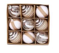 Lot de 9 boules de Noël élégantes XXL remplies - Diamètre : 8 cm - Couleur champagne - Boules de Noël - Décoration de Noël (variante 2)
