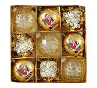 Lot de 9 boules de Noël incassables en PET 8 cm (doré)