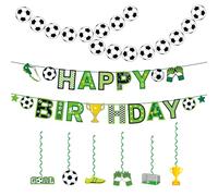 Lot de 9 décorations de fête de football, bannière Happy Birthday de football, étiquette suspendue en spirale de football, convient pour les accessoires de fête à thème de football