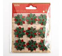 Lot de 9 décorations de Noël en Tartan Poinsettia 3 cm