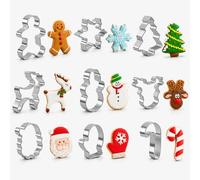 Lot de 9 emporte-pièces de Noël - Étoile, arbre, ange, clochette et autres formes en acier inoxydable