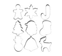 Lot de 9 Emporte-pièces en Acier Inoxydable pour Biscuits de Noël - Formes: Bonhomme de Neige, Père Noël, Sapin, Flocon de Neige, etc. - Pour DIY Pâtisserie et Cuisine