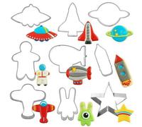 Lot de 9 emporte-pièces « Univers » en acier inoxydable pour biscuits, pâte à sucre, pâtisseries, glaçages et décorations de gâteaux