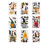 Lot de 9 feuilles de stickers muraux double face Motif nain d'Halloween