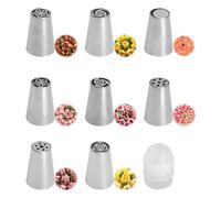 Lot de 9 grandes douilles en acier inoxydable pour poche à douille, douilles pour poche à douille, douilles fleurs pour gâteaux, cupcakes et décoration de gâteaux