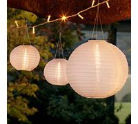 Lot de 9 Lampions Chinois Solaires Blancs à LED Blanc Chaud Lights4fun