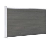 Lot de 9 panneaux de clôture WPC - 175 x 105 cm - Gris - Clôture de jardin en composite bois-plastique avec veinure du bois, avec poteaux, socle en acier et profil en aluminium pour un montage facile