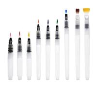 Lot de 9 Pinceaux Aquarelle, Stylos de Couleur Rechargeables, Pinceaux à Eau, Kit de Peinture Aquarelle de Voyage pour Enfants
