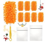 Lot de 9 plumeaux lavables pour Swiffer Duster - Recharge magnétique | Recharge magnétique à 360°, réutilisable, forte adsorption (comprend 1 poignée de transport et 2 sacs à linge)