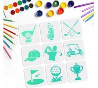 Lot de 9 pochoirs de golf réutilisables pour les accessoires de golf et la peinture créative