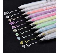 Lot de 9 stylos à encre gel fluo, marqueurs craie, marqueur textile, pointe fine de 0,8 mm, couleurs vives pour papier noir, création de cartes, bricolage d’album photo ou de livre d’or de mariage