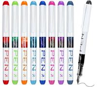 Lot de 9 stylos plume jetables pour l'écriture - Encre multicolore - Pointe fine - Pour calligraphie - Séchage rapide - Pour journal, croquis, lettrage, surlignage de texte