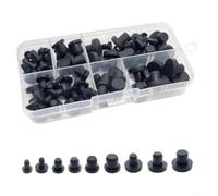Lot de 90 capuchons en silicone de type T - 9 tailles - Œillets en caoutchouc noir pour tuyaux