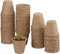 Lot de 960 pots de culture, biodégradables, pots en tourbe pour plantes, ronds, pots de plantation, cellulose, diamètre : 6 cm, beige