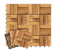 Lot de 99 dalles en bois d'acacia pour balcon et terrasse - 30 x 30 cm - Avec système de drainage - 12 lattes (9 m²) - Revêtement de sol extérieur résistant aux intempéries - Facile à poser