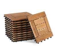 Lot de 99 dalles en bois d'acacia pour balcon et terrasse - 30 x 30 cm - Avec système de drainage - 7 lattes (9 m²) - Revêtement de sol d'extérieur résistant aux intempéries - Facile à poser