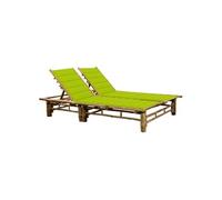 Lot de a l'unite chaise longue vert L. 130 cm en bambou H. 87 cm non empilable non pliable