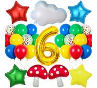 Lot de ballons en aluminium en forme de chiffre 6 Jaune