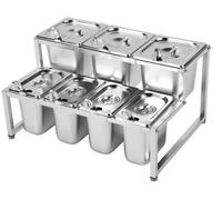Lot de boîtes à assaisonnement en acier inoxydable, bocaux à condiments extensibles, récipients à épices, support pour bocaux à confiture à double compartiment, grande capacité, n° 24