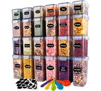 Lot de boîtes de conservation hermétiques en plastique - Lot de 24 boîtes pour muesli - Rangement pour farine et cornflakes - Lot comprenant des boîtes de 2, 14 et 0,8 litre