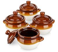 Lot de Bols à Soupe à Oignon avec Poignée 660 ml Pot à Soupe en Porceine pour Céréales 660 ml