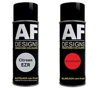 Lot de bombes de peinture de voiture compatible avec Citroën EZR Gris aluminium métallisé Vernis transparent 400 ml