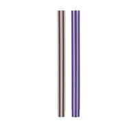Lot de bougies chandelles Remember Paris rayé violet lot 2 26 cm
