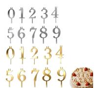 Lot de bougies numérotées de 0 à 9 en acrylique Doré/argenté Hauteur 10,5 | Exquis mélange or argent, ensemble complet 0-9, finition acrylique élégante, parfait pour les anniversaires, les mariages