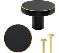 Lot de boutons et poignées de meubles en laiton massif, boutons de tiroir noirs, boutons de porte ronds pour armoires, commodes et penderies, 28 x 20 mm