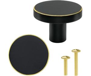 Lot de boutons et poignées de meubles en laiton massif, boutons de tiroir noirs, boutons de porte ronds pour armoires, commodes et penderies, 28 x 20 mm