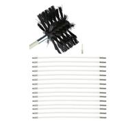 Lot de brosses de nettoyage de cheminée, 100 mm, balayette de cheminée, balayette en nylon avec 9 tiges flexibles et 1 tête de brosse, pour tuyau d'égout, cheminée (15 tiges, 410 mm)