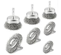 Lot de brosses métalliques pour perceuse, tige hexagonale de 6 mm, en acier au carbone, pour enlever la rouille, la peinture et la corrosion (7)