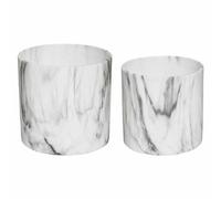 Set de 2 pots céramique/marbre noir et blanc D12/D15cm - Atmosphera Créateur d'intérieur