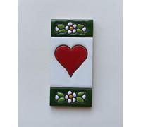 Lot de carreaux en céramique avec chiffres et lettres - Motif floral - Vert, taille : 7,5 cm x 3,5 cm, cadres de 2 à 10 carreaux (cœur)