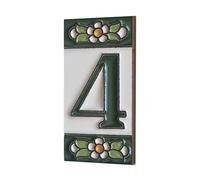 Lot de carreaux en céramique avec chiffres et lettres - Motif floral - Vert, taille : 7,5 cm x 3,5 cm, cadres de 2 à 10 carreaux (4)