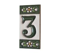 Lot de carreaux en céramique avec chiffres et lettres - Motif floral - Vert, taille : 7,5 cm x 3,5 cm, cadres de 2 à 10 carreaux (3)
