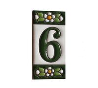Lot de carreaux en céramique avec chiffres et lettres - Motif floral - Vert, taille : 7,5 cm x 3,5 cm, cadres de 2 à 10 carreaux (6)
