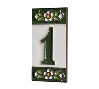 Lot de carreaux en céramique avec chiffres et lettres - Motif floral - Vert, taille : 7,5 cm x 3,5 cm, cadres de 2 à 10 carreaux (1)