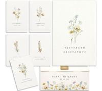 Lot de cartes de condoléances - Assortiment « Fleurs et plumes » - 20 pièces - Multicolore