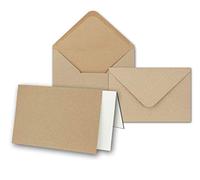Lot de cartons d'invitation en papier kraft - Vierges - Enveloppes et feuillets séparés inclus - Papier brun recy ormat B6 25 Stück marron